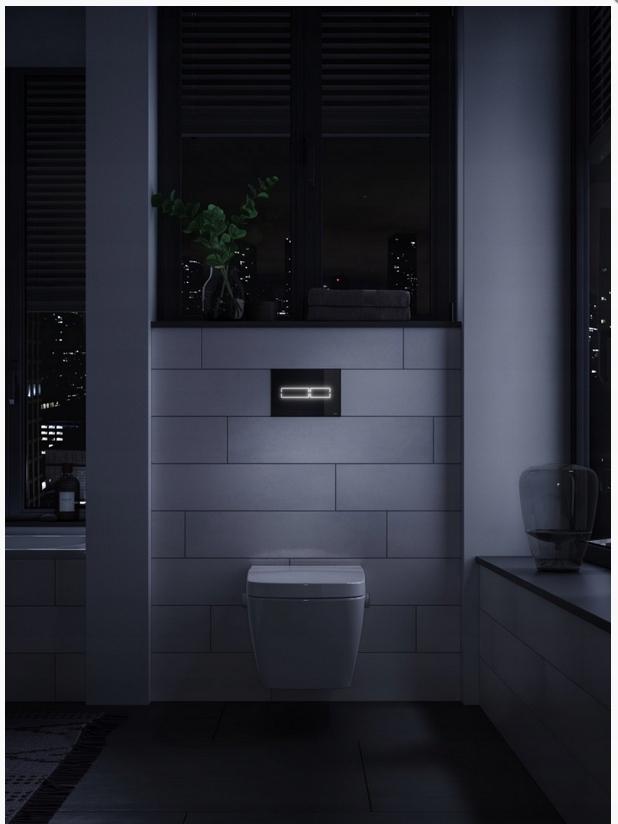 Przycisk spłukujący TECE TECElux mini do WC szkło czarny 220 x 150 x 8 mm