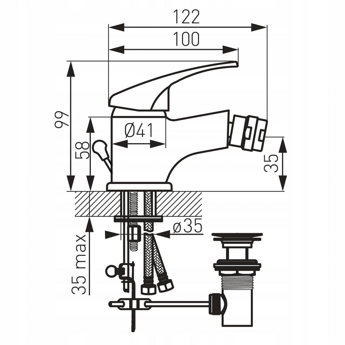 FERRO Bateria bidetowa Basic stojąca, chrom