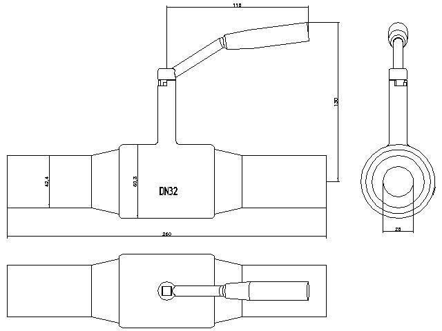 DANFOSS Zawór kulowy JIP z końcówkami do wspawania, PN40, DN32