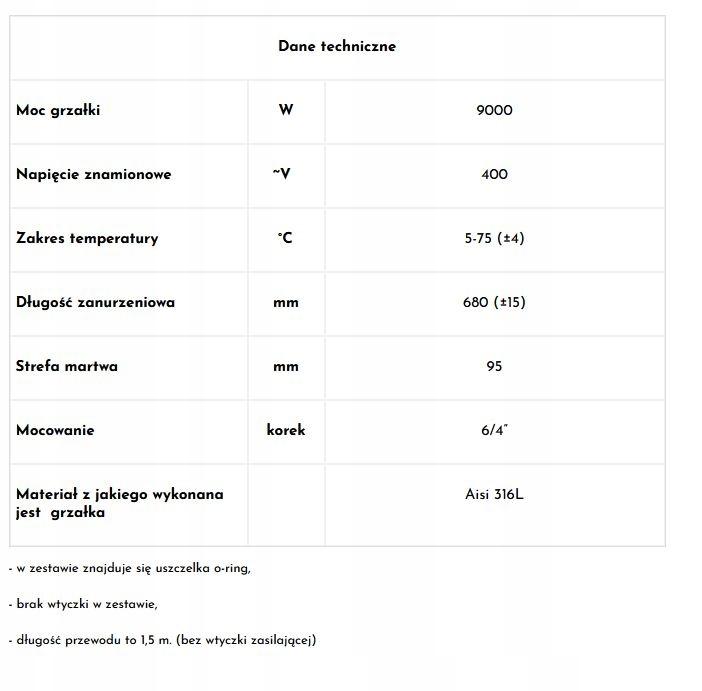 GALMET Komplet elektryczny z grzałką 9kW 230/400V - K6/4