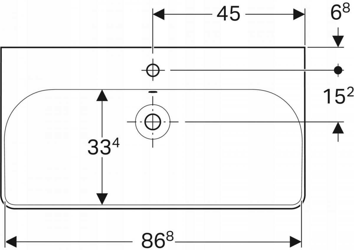 Umywalka Smyle Square B90 cm, H16.5 cm, T48 cm, z przelewem, z otworem na b