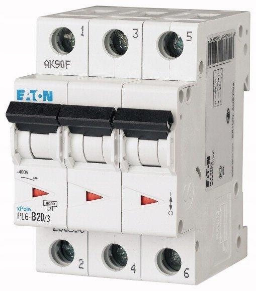 EATON Wyłącznik nadprądowy 6kA PL6-D20/3