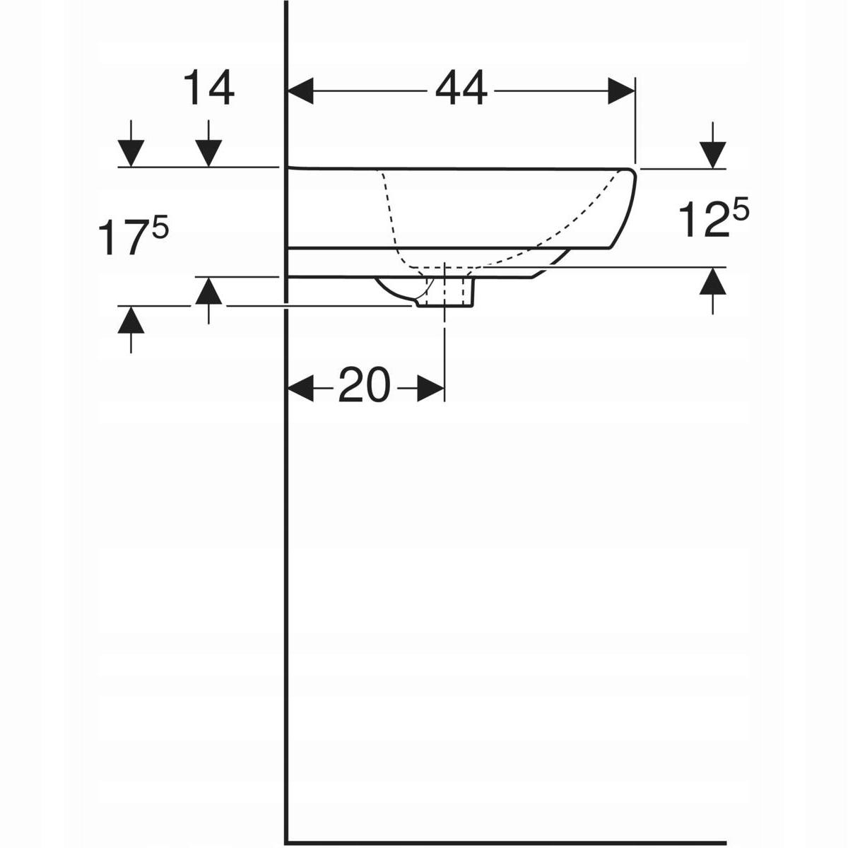 Umywalka Selnova Square B55 cm, H17.5 cm, T44 cm, z przelewem, z otworem na