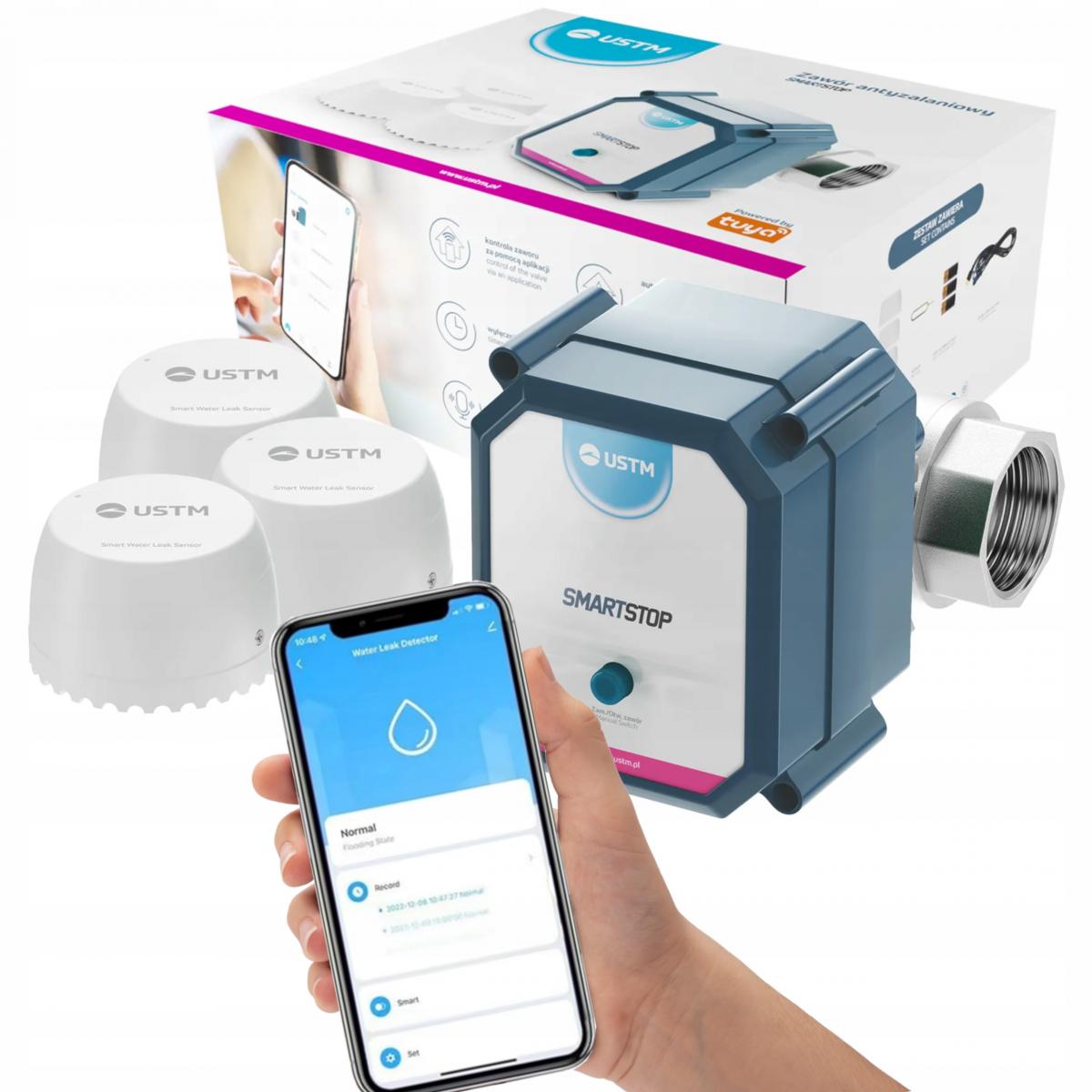 USTM Zawór antyzalaniowy SMARTSTOP 1” z czujkami 3szt