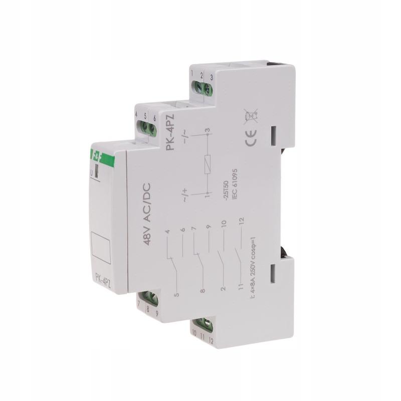 Przekaźnik elektromagnetyczny PK-4PZ 48V 48V AC/DC styk: 2P I=2x8A 2Z I=2x8