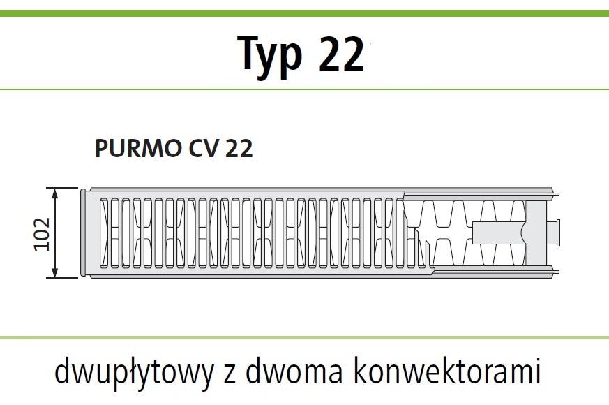 Polski grzejnik stalowy PURMO CV22 400x1100 DOLNY GRAFIT SZARY RAL 7024