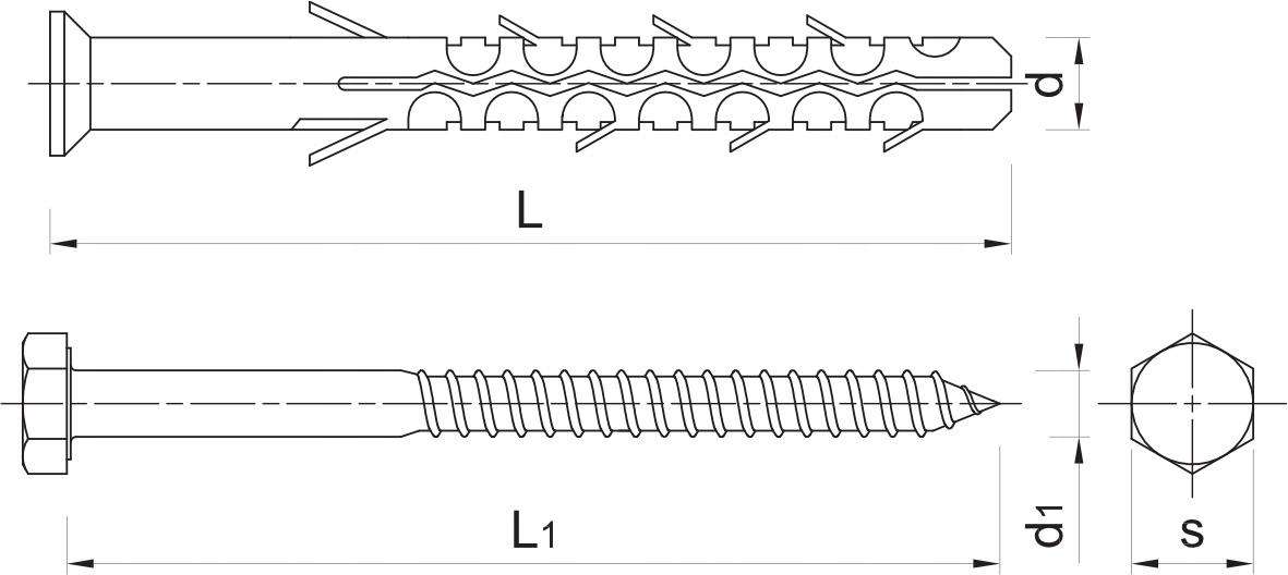 Kołek fi 10x240 mm z długą płaszczyzną podziału z wkrętem sześciokątnym