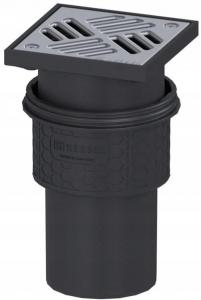 Wpust Practicus DN 100, odpływ pionowy, z kratką nierdzewną 138x138