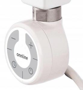 Grzałka grzejnikowa Onnline MOA 600W biała RAL 9016, kabel spiralny z wtycz