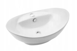 INVENA UMYWALKA NABLATOWA ESLA 60 CM OWALNA Z OTW NA BAT, Z PRZELEWEM