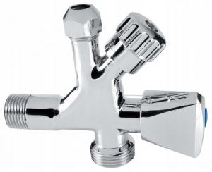 Zawór kątowy Kombi 3-8 x 1-2 x 3-4,ze złączką do rury miedzianej fi10mm