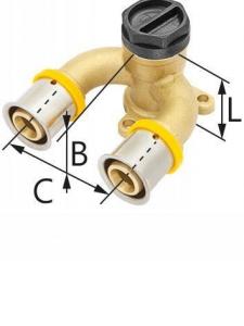 Trójnik ścienny mosiężny typu U z uszami GW ultraPRESS - 20 Rp1/2 L = 41 mm