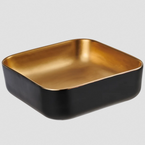 INVENA UMYWALKA NABLATOWA MALAGA 39 CM, KWADRATOWA CZARNO ZŁOTA MATOWA