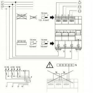 Wyłącznik różnicowoprądowy z członem nadprądowym 3x1P+N 6kA B 13A/30mA Typ
