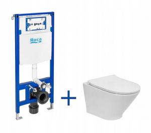 Zestaw stelaż WC Duplo One + miska WC GAP ROUND COMPACTO Rimless z deską Sl
