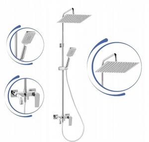 FERRO ALGEO SQUARE deszczownia z natryskiem i baterią wannową, chrom