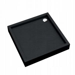 Brodzik akryl Medium z podbudową Stabilsound i panelem Black Stone 90x90