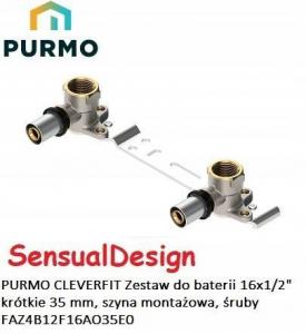 Zestaw do baterii-dwa kolana PURMO CLEVERFIT krótkie 35 mm, szyna montażowa