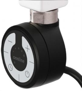 Grzałka grzejnikowa Onnline MOA 600W czarna RAL 9005, kabel spir z wtyczką
