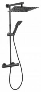 Zestaw natryskowy TREVI SQUARE BLACK z baterią termostatyczną TRV7U-BL,czar