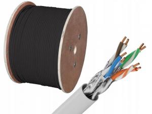 Kabel ALANTEC kat. 6A U/FTP PE Fca 500m zewnętrzny żelowany czarny 4PR