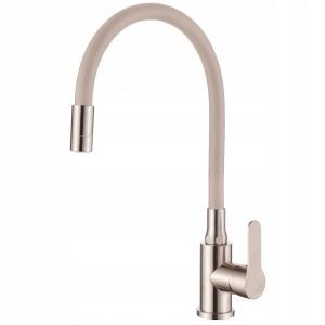 INVENA BATERIA ZLEWOZMYW KSANTI INOX Z RUCHOMĄ 2F WYLEWKĄ INOX/BEŻOWA