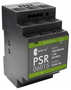 Zasilacz impulsowy PSR 06015 230/ 15VDC 4A 60W na szynę DIN, Uzas: 85-264VA