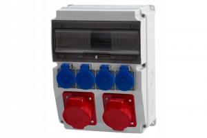 Rozdzielnica CAJA 12M - gniazda 16A 5p, 32A 5p, 4x230V + zabezpieczenia (3P