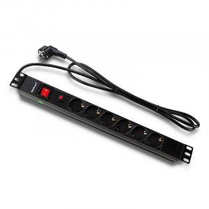 Listwa zasilająca antyprzepięciowa CB do szafy RACK 19 1U 16A PDU 6xSCHUKO