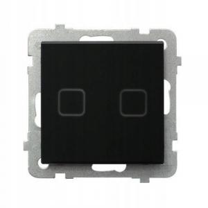 Łącznik dotykowy dwugrupowy świecznikowy z podświetleniem + wi-fi, czarne s
