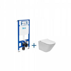 Zestaw stelaż WC Duplo One + miska WC GAP SQUARE COMPACTO Rimless z deską