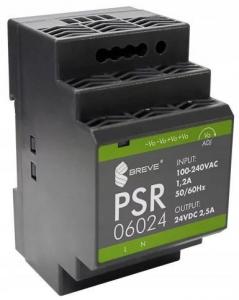 Zasilacz impulsowy PSR 06024 230/ 24VDC 2,5A 60W na szynę DIN, Uzas: 85-264