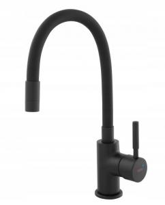 FERRO Bateria zlewozmywakowa ZUMBA NERO z elastyczną czarną wylewką, czarna