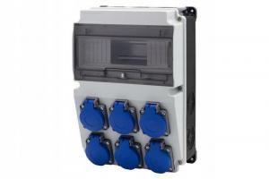 Rozdzielnica LAGO 10M BICOLOR - gniazda 6x230V , 10 modułów, kolor czarno b