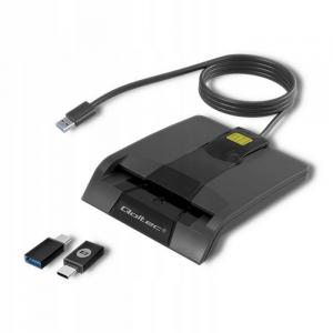 QOLTEC Inteligentny czytnik chipowych kart ID SCR-0634, USB typ C, 50634