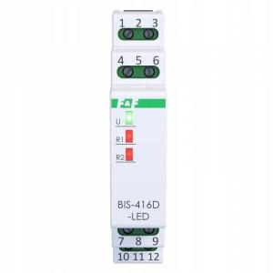 Przekaźnik bistabilny 2 kanałowy on/off, BIS-416D-LED Un=230V,I=2x10A InRus