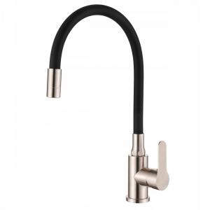 INVENA BATERIA ZLEWOZMYW KSANTI INOX Z RUCHOMĄ 2F WYLEWKĄ INOX/CZARNA