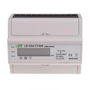 Licznik energii elektrycznej LE-03d CT-400 - trójfaz., wyświetlacz LCD, kl.
