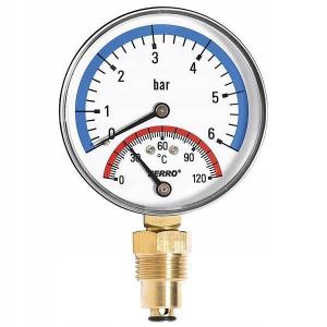 FERRO Termomanometr 80 mm 1/2 radialny 0-6 bar, 0-120°C