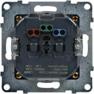 Gniazdo płaskie 2P+Z - 16 A - z USB Typ - C - 1,5 A - zaciski automatyczne