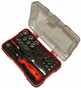 Zestaw wkrętak minigrzechotka nasadki bity PVC box 45cz
