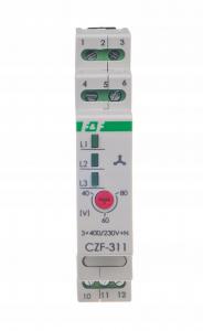 Czujnik zaniku i fazy CZF-311 styki: 1P, I=10A, próg regulowany: 165-180V,