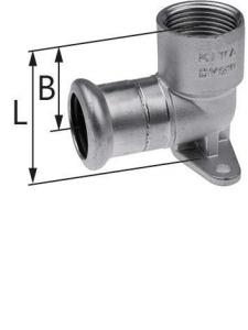KAN-therm Kolano ścienne z uszami GW Inox - 15 Rp1/2 L = 41 mm
