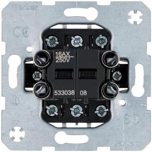 Łącznik 2-klawiszowy, podwójny uniwersalny (schodowy), mechanizm, zaciski ś