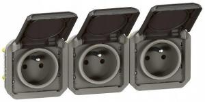 Gniazdo potrójne z uziemieniem 3x2P+Z, poziome, mechanizm 16 A - 250 V~- an
