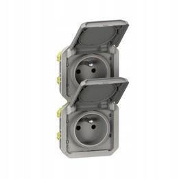 Gniazdo podwójne z uziemieniem 2x2P+Z, pioNOWE, mechanizm 16A-250 V~- szare