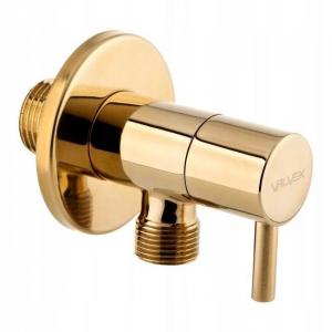 VALVEX Zawór kątowy Vega Gold złoty z głowicą ceramiczną 1 / 2-3 / 8