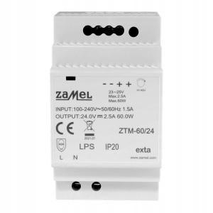 Zasilacz impulsowy montowany na szynie TH-35 (DIN), 60W, 24V DC ZTM-60/24
