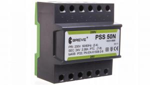 Transformator jednofazowy PSS 50N 230/24V IP30 na szynę DIN TH-35 w obudowi