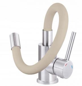 DEANTE Bateria zlewozmywakowa LUNO stal-beż z elastyczną wylewką